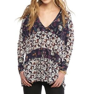 Free People Isabelle Floral Print Oversized Swing Babydoll Tunic XS